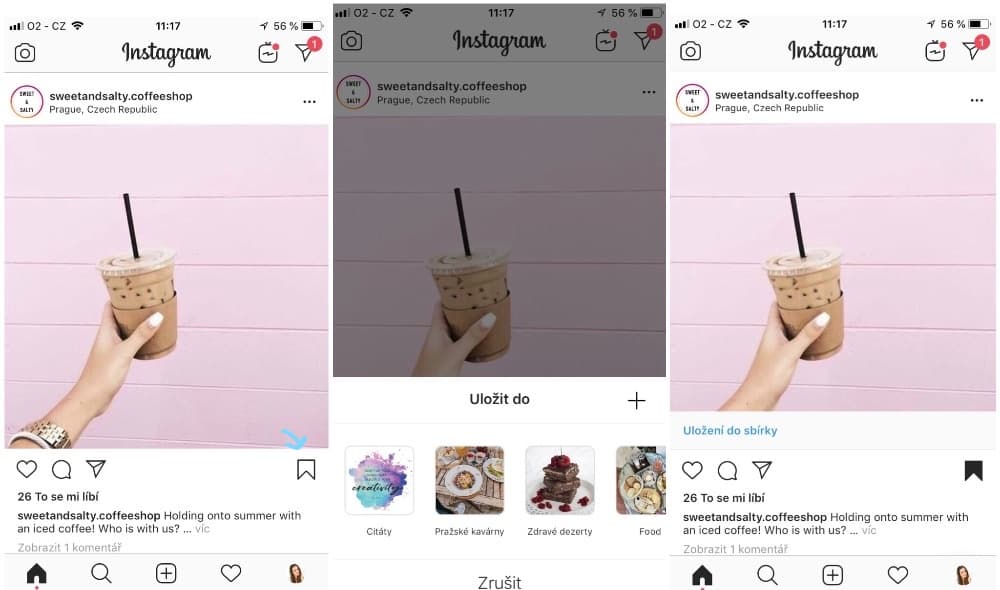 Jak ukládat Instagram příspěvky do sbírky?
